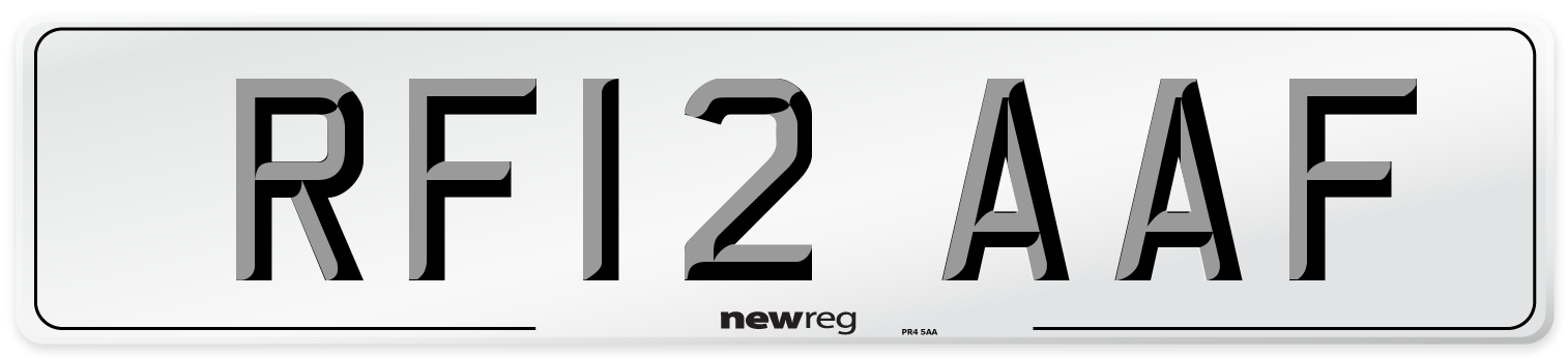 RF12 AAF Number Plate from New Reg